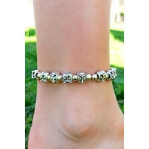 Antik Gümüş Kaplama Baykuş Şekil El Yapımı Kadın Halhal Gümüş