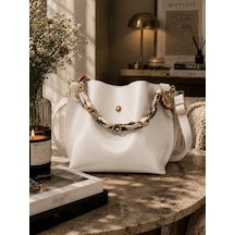 Housebags Elite Carryall New Trend El Ve Omuz Çantası Beyaz