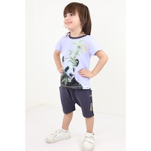 Toontoy Kids Toontoy Erkek Bebek Baskılı Şortlu Takım Mavi
