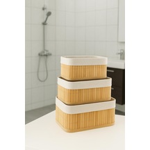 Dikdörtgen 3' Lü Bambu Sepet Çok Amaçlı Dekoratif Düzenleyici Organizer Banyo Düzenleyici Bambu Dikdörtgen 3' Lü Bambu Sepet Çok Amaçlı Dekoratif Düzenleyici Organizer Banyo Düzenleyici Bambu