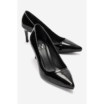 Luvi Shoes Clyde Siyah Rugan Hakiki Deri Kadın Topuklu Ayakkabı Rugan Siyah