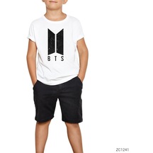 Bts Logo Marble Beyaz Çocuk Tişört