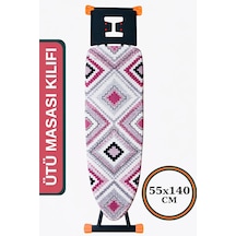 Asev Home Ütü Masası Kılıfı Keçeli İpli Stoperli Büyük Boy 55x140 Cm Asya Çok Renkli