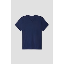 Kadın V Yaka Tshirt Spr24tsk40 Lacivert