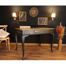 Wooding-Mobilya Wooding 120 Cm Çekmeceli Masif Siyah Naturel Çalışma Masası