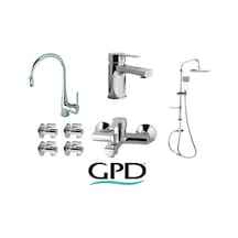 Gpd Solus Mte55 + Mbb55 + Mlb55 + Dst19-3 + Fkm01 Armatür Musluk Batarya Seti 8'li Krom