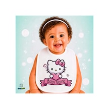 Kişiye Özel Hello Kitty Keten Bebek Mama Önlüğü Yumuşak - Emici - Yıkanabilir - Özel Tasarım P083 Çok Renkli