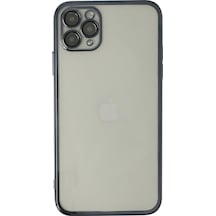 Mey İthalat Apple Uyumlu iPhone 11 Pro Max Kılıf Lensli Silikon - Siyah