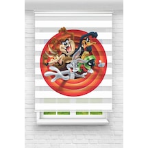 Perdecizade Enxboy Tazmanya Dijital Baskılı Zebra Perde-cocuk Odası-stor Perde Renkli