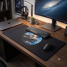 Lexroo Kaymaz Taban Dikişli Mousepad Dünya Desenli Oyuncu Gaming Mouse Pad 30x70 Cm Standart