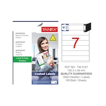 Tanex TW-2107 192.5x39mm Kuşe Laser Etiket 100 Lü Paket