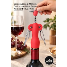 5 Adet Paslanmaz Çelik Tirbuşon Şarap Açacağı Manuel, Corkscrew Wine Opener Kompakt 19 X 7 Cm