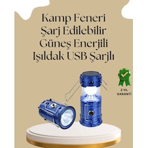 Güneş Enerjili Katlanabilir Kamp Feneri Usb Şarjlı, Hafif Ve Çok Fonksiyonlu Mavi 29508684