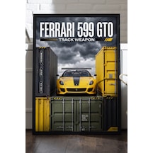 Ferrari 599 Gto Siyah Ahşap Çerçeveli Poster, Dekoratif Araba Duvar Tablosu