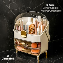 Porsima Ak-865 Çok Amaçlı Organizer 3 Katlı 2 Çekmeceli Kozmetik Ürün Parfüm Krem Takı Makyaj Düzenleyici Çok Renkli