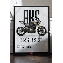 Rks Srk 125 S Siyah Ahşap Çerçeveli Poster, Dekoratif Motosiklet Duvar Tablosu