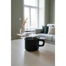 El Yapımı 260 Ml Siyah Parlak Seramik Mug Çay Kahve Kupası Mıt1301 Beyaz - Çok Renkli
