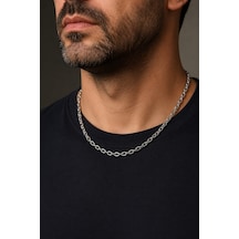 Gümüş Renk Ezme Zincir Unisex Çelik Kolye - 3877 Çok Renkli