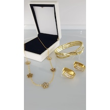 Mucize Gold Rengi Çelik Takı Seti Gümüş - Rose Gold