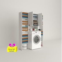 Kenzlife Çamaşır Makinesi Dolabı Sinemmaksduble Byz 180 126 30 Banyo Arkalıklı + Tekli Duvar Rafı Hediyeli Çok Renkli