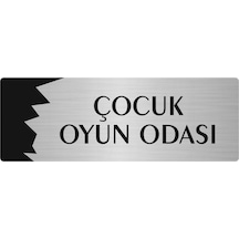 Metal Departman Kapı İsimliği, Yönlendirme Levhası Çocuk Oyun Odası 10x20 Cm Gümüş Renk