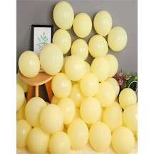 60 Adet Sarı Soft Makaron Pastel Renk Mat Balon