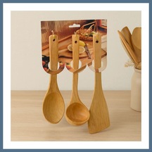 Buradabulabilirsin Bambu Ahşap Mutfak Servis Seti 3 Parça 27/27/32 Cm Bbz