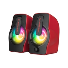 Rampage Falsetto Rms-g7 Hoparlör Speakaer Set 2.0 Multimedya Ve 6w 1+1 Kırmızı Usb Kablo Rgb Işıklı