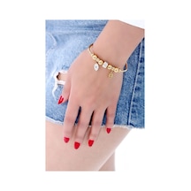 Kadın Taşlı Gülen Yüz Çelik Bileklik Altın Kaplama Altın Kadın Taşlı Gülen Yüz Çelik Bileklik Altın Kaplama Altın