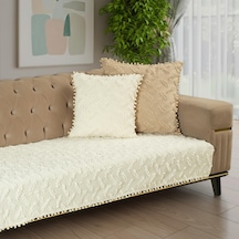 Ponela Bohem Ponponlu Koltuk Örtüsü 90x200 Cm Sadece Oturma Alanı 1 Adet - Ekru