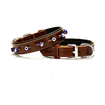 Doggie El Yapımı Nazar Boncuklu Köpek Tasması 2.5x37-45 Brown Kahverengi