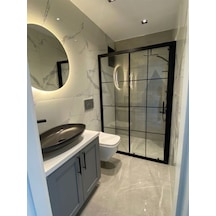 Nokta Duşakabin Teknesiz Cam Duşakabin 1 Sabit 1 Sürgülü Karolaj Desenli Kd105 Şeffaf