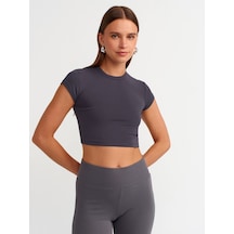 Dilvin Vücuda Oturan Crop Top Antrasit