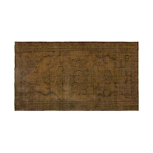 El Dokuması Vintage Yün-pamuk Kahve Halı 22869 148 X 263 Cm Kahverengi