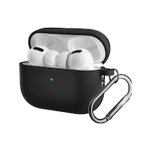 For Airpods Pro 2 İle Uyumlu Kılıf Silikon Tam Koruma Kancalı Anahtarlık Comely For Apple Airpods Pro 2 İle Uyumlu Silikon Kılıf Siyah