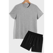 Uyguntarz Unisex Şort T-shirt Eşofman Takımı Gri