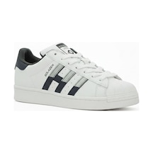 Letao Unisex Beyaz Sneaker İstiridye Burun Günlük Ayakkabı - Rahat Taban Beyaz - Lacivert