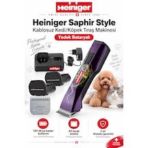 Heiniger Saphir Style Mor Kablosuz Kedi Köpek Tıraş Makinesi - Yedek Bataryalı