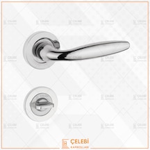 Tombik Kol Yuvarlak Rozetli Nikel Saten Wc Kapı Kolu