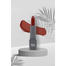 Yoğun Renk Veren Uzun Süre Kalıcı Nemlendirici Kadifemsi Mat Ruj - Matte Lipstick 411 Spicy Terracot Çok Renkli
