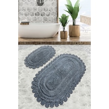 Regnum Cotton Antrasit  2 Li Set Banyo Halısı Yıkanabilir