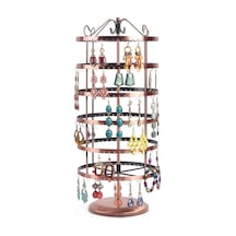 İthal Metal Dönen Yuvarlak Model Bakır Renk 46x16 Cm Küpe Standı