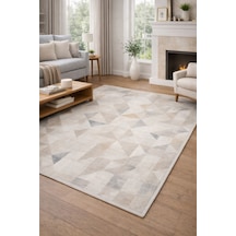 Modern Geometrik Salon Halısı Leke Tutmaz Akrilik 462.000 Sık Dokuma 9mm Yumuşak Halı Çok Renkli