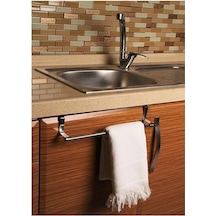 Krom Kaplama Çelik Dolap Kapağı Havlu Askılığı 30cm Dolap Kapağı Mutfak Bezi Askılı Siyah Siyah