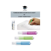 Tombow Mini Kalem Silgi 3 Adet Ve 2 Adet Yedek Silgi