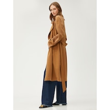 Koton Cepli Kuşaklı Trençkot Rayon Karışımlı Deve Tüyü 3sak00009ew 3SAK00009EW105 Taba