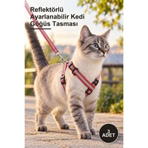 3 Adet Reflektörlü Ayarlanabilir Kedi Göğüs Tasması