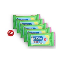 Kokusuz 15 Li Islak Mendil 5 Li Set Hac Umre İhram Uyumlu Parfümsüz Mendil 5'li Set