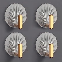 Hangfox "4'lü Yapışkan Kabuk Askı - Dekoratif Ve Sağlam Duvar Kancası" Altın