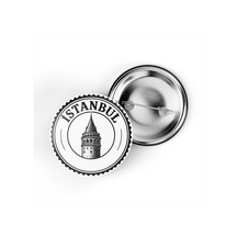 5 Adet İğneli Çanta Rozeti - Galata Kulesi - İstanbul - 44 MM Çok Renkli